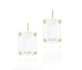 Moon Quartz Cushion Earrings on Wire in 18K Yellow Gold