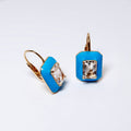 Rock Crystal Emerald Cut Earrings With Turquoise Enamel