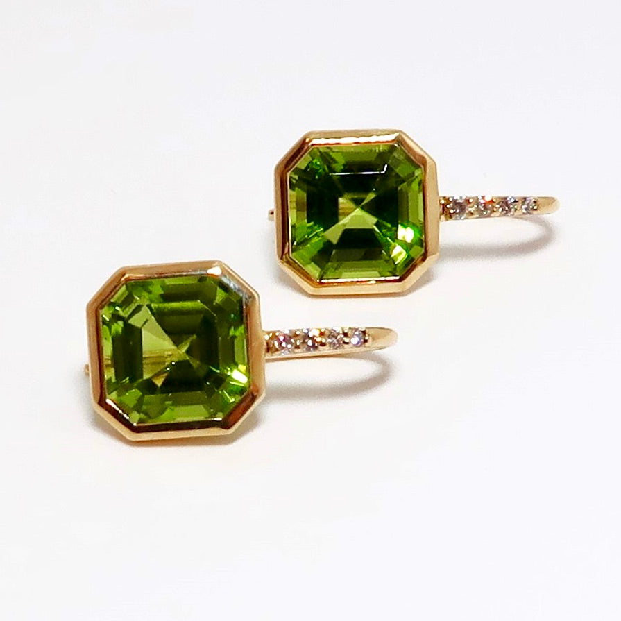 Asscher Cut Peridot Earrings