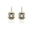 Assher Cut Rock Crystal Earrings on Wire With Diamonds