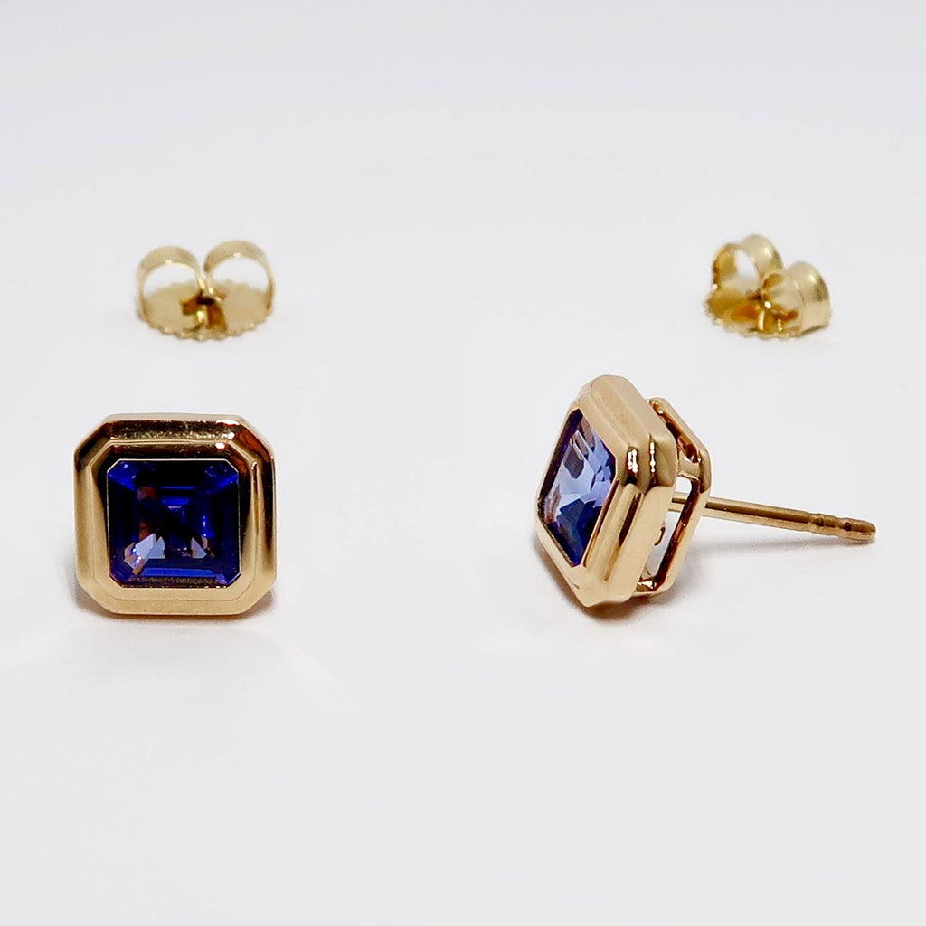 Tanzanite Emerald Cut Stud Earrings