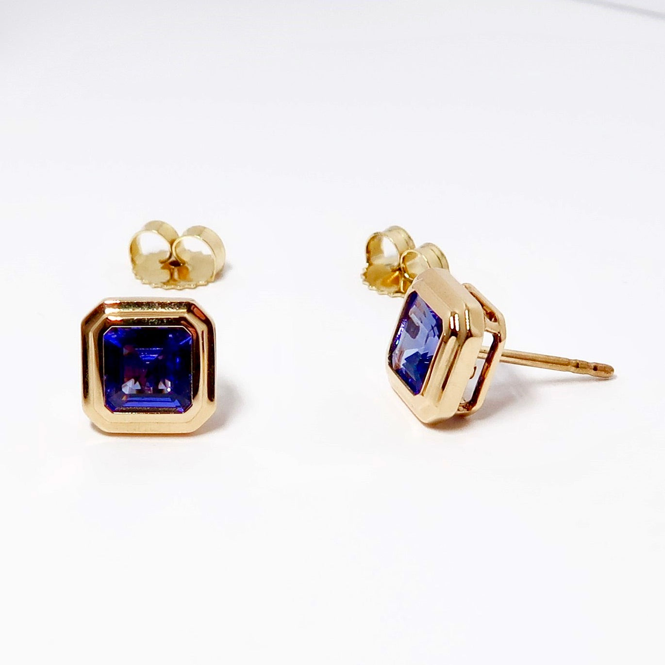 Tanzanite Emerald Cut Stud Earrings