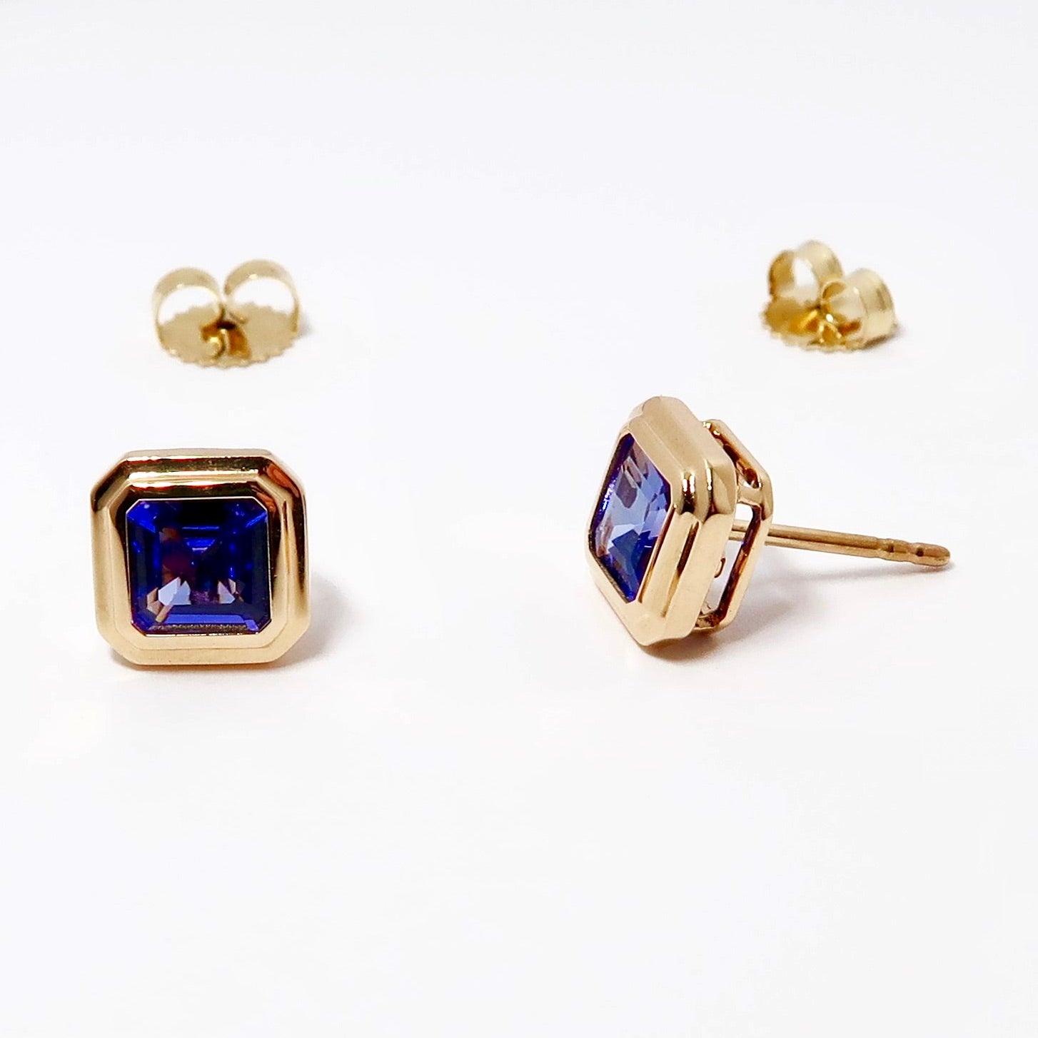 Tanzanite Emerald Cut Stud Earrings