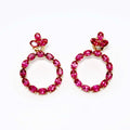 Circle Dangle Rubilite Earrings with Faceted Ovals