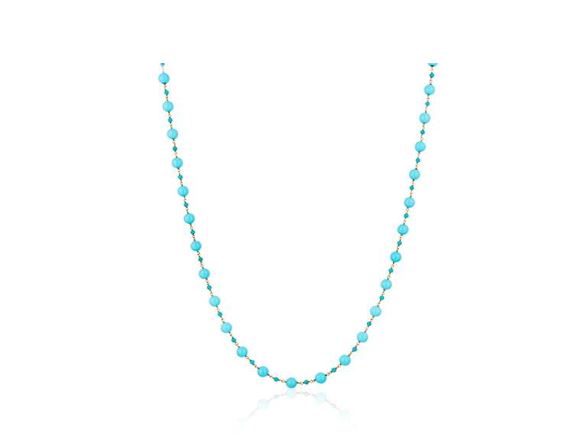 Turquoise Beads Necklace in 18k Yellow Gold