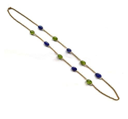 Peridot Tumble with Tanzanite Sleeping Beauty Rondel Chain Necklace