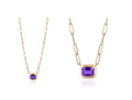 Amethyst Emerald Cut Bezel Set Pendant in 18K Yellow Gold