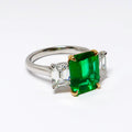 Emerald & Diamond 3 Stone Ring