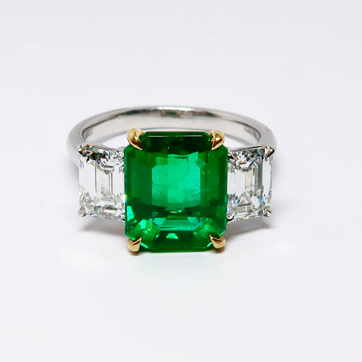 Emerald & Diamond 3 Stone Ring