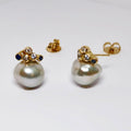 Silver Pearl Earrings, Diamond & Sapphire Accents NO PRICE