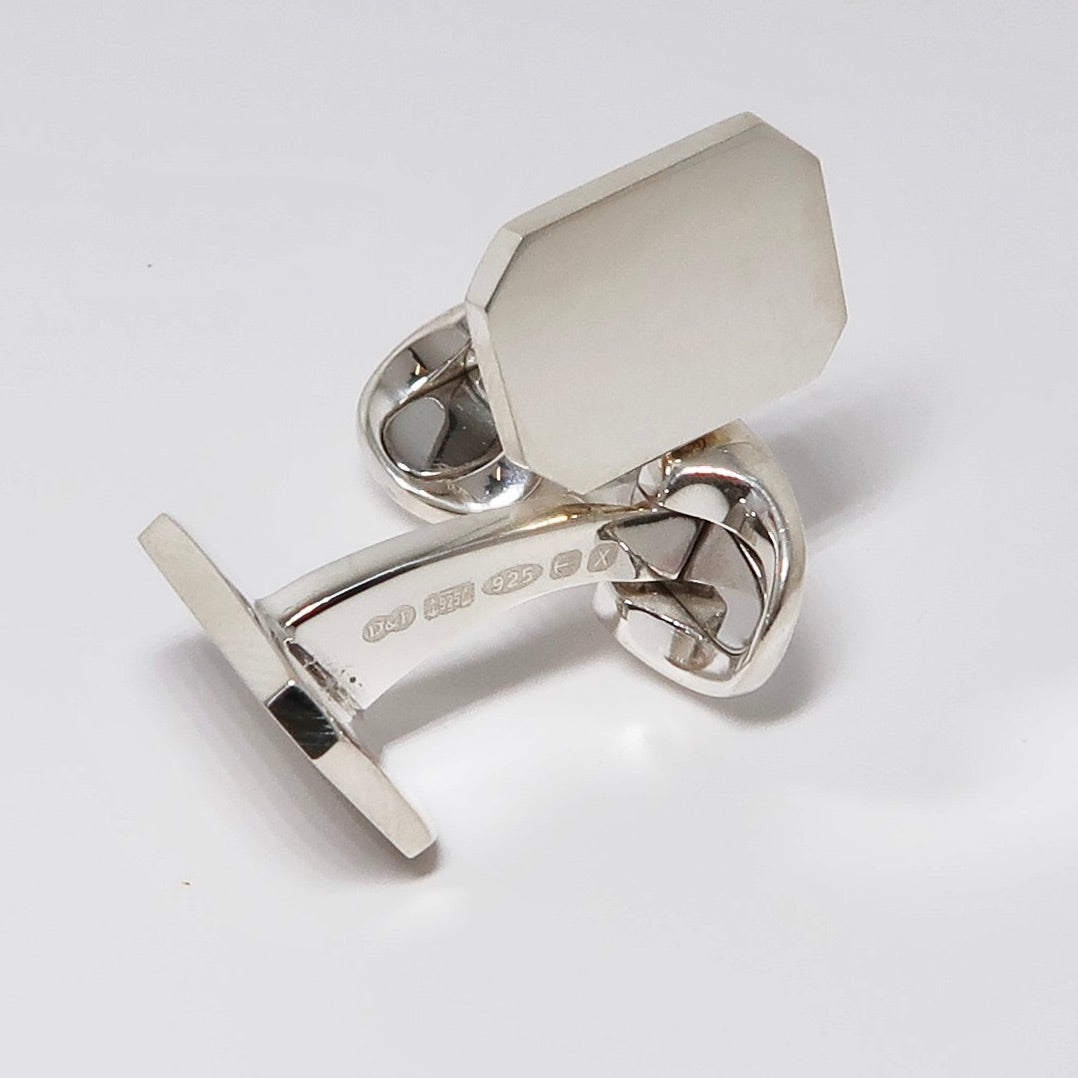 Sterling Silver Rectangle, Cut Corner Cufflinks