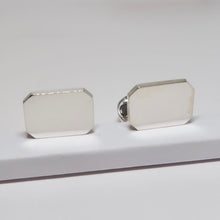 Load image into Gallery viewer, Sterling Silver Rectangle, Cut Corner Cufflinks
