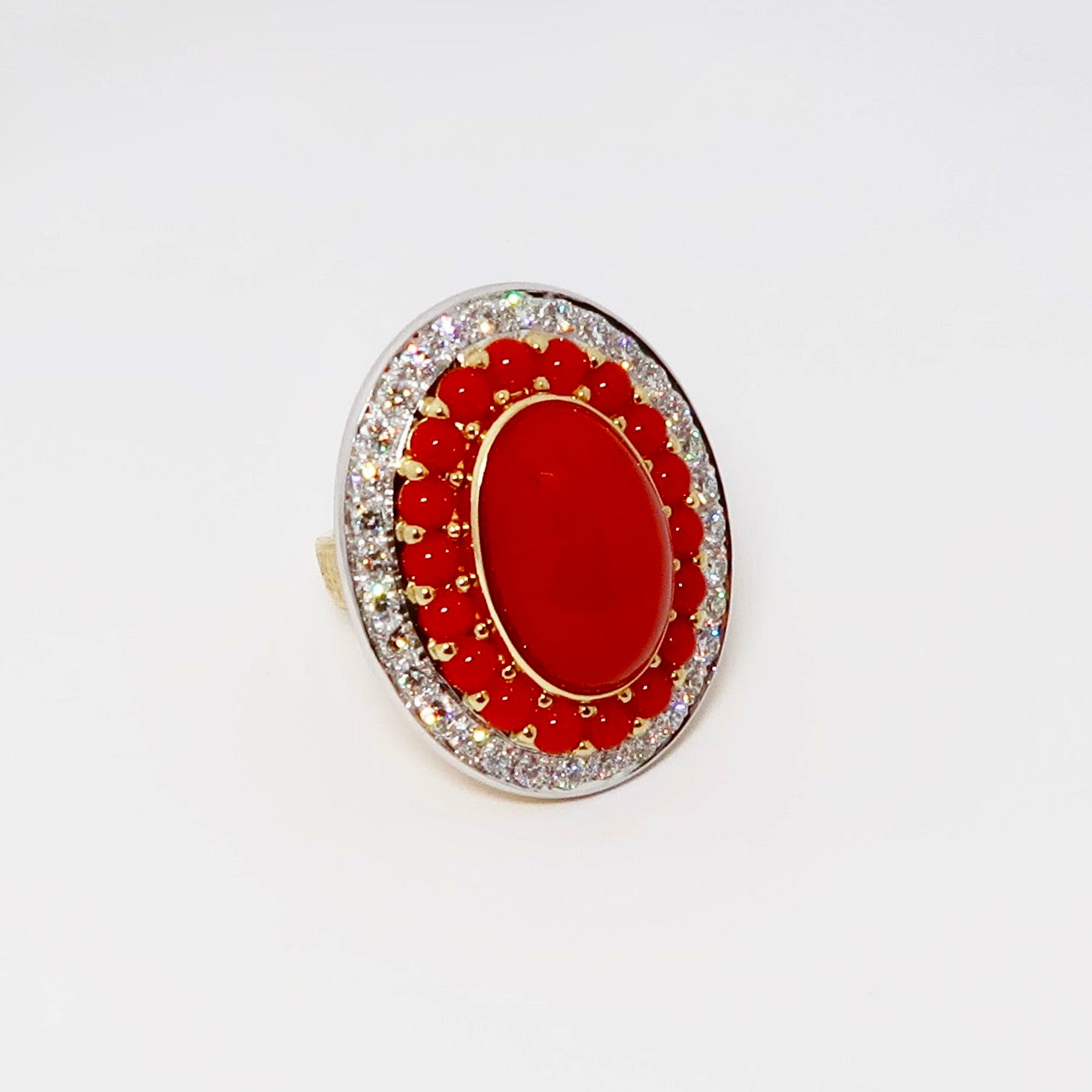 Coral & Diamond Ring