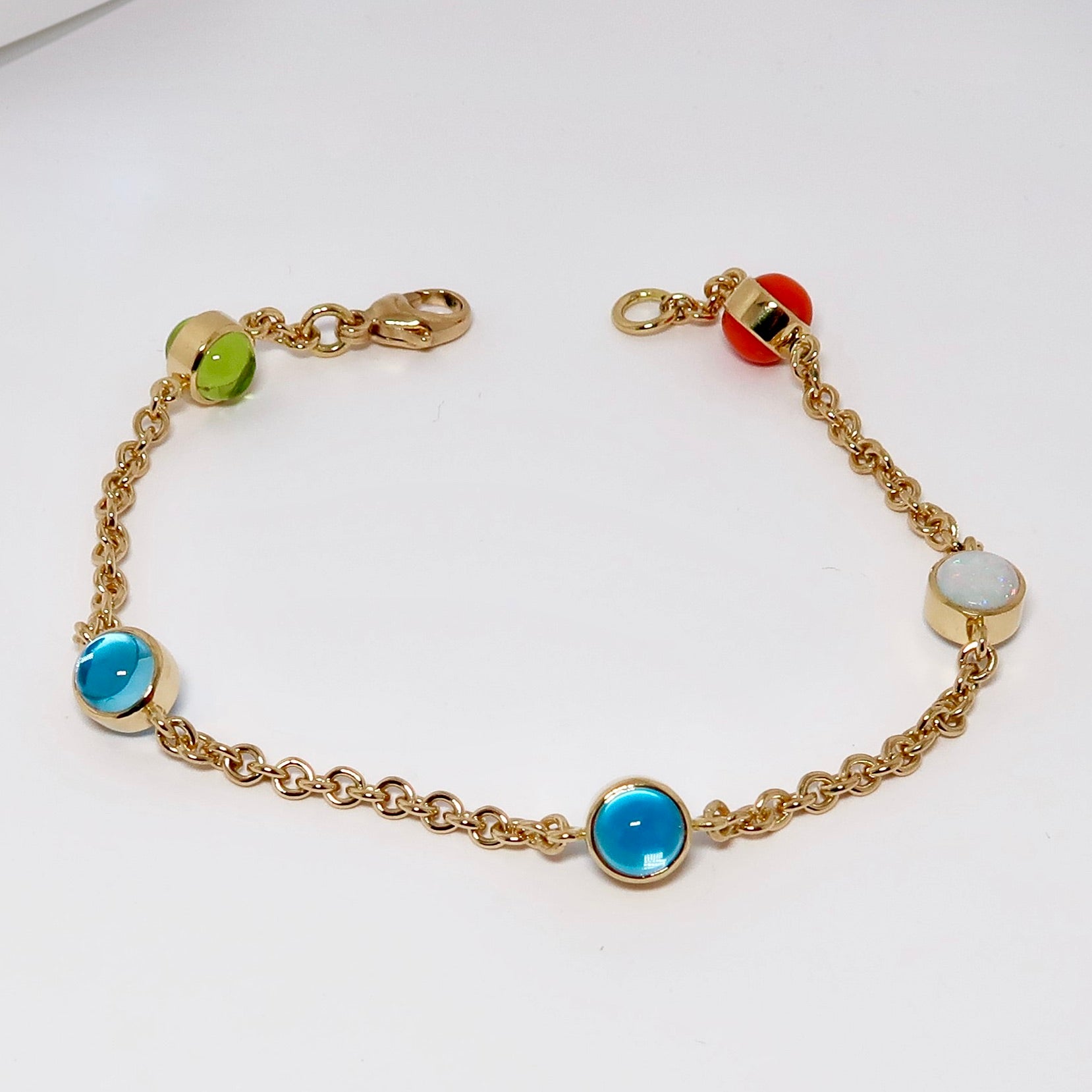 18k Yellow Gold Double Sided Cabochon Stone Bracelet