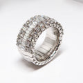 18k White Gold Emerald Cut & Round Diamond Expanding Ring