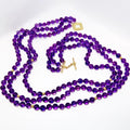 3 Strand, Round Amethyst Bead Necklace