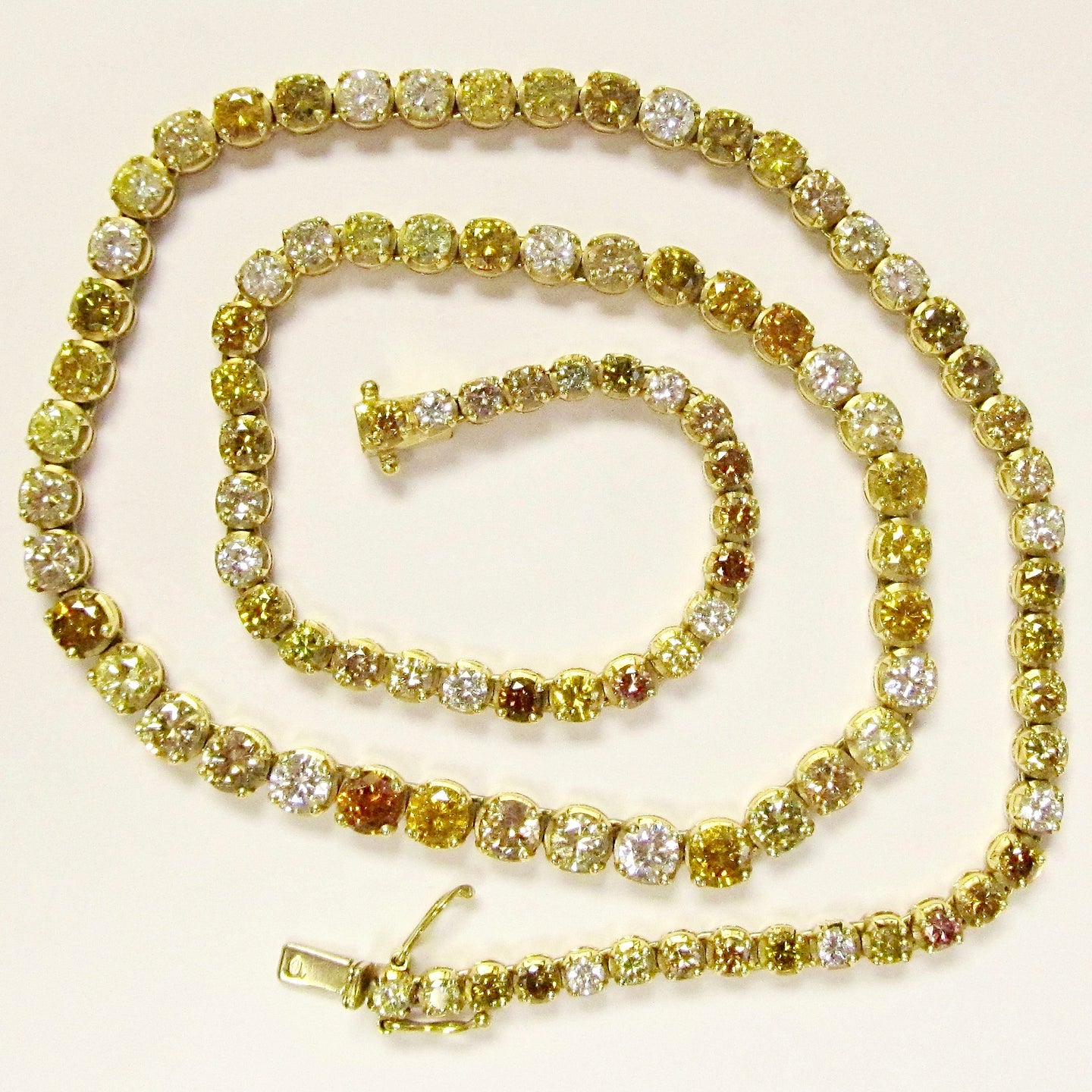 18K Yellow Gold, Round, Yellow Diamond Necklace