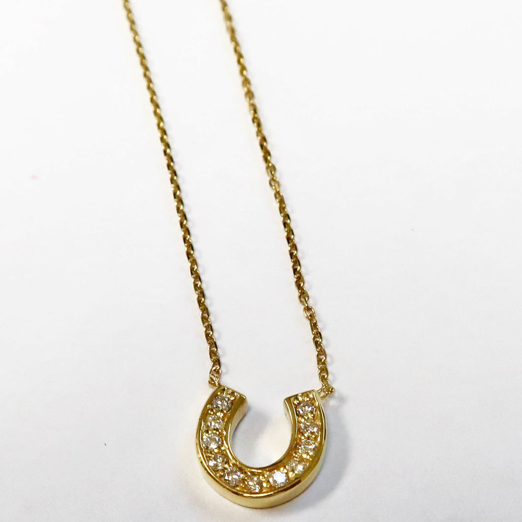 14k Yellow Gold Horseshoe Diamond Necklace