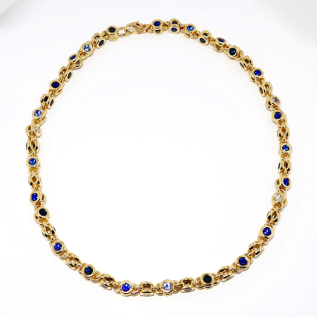 Diamond & Blue Sapphire Necklace