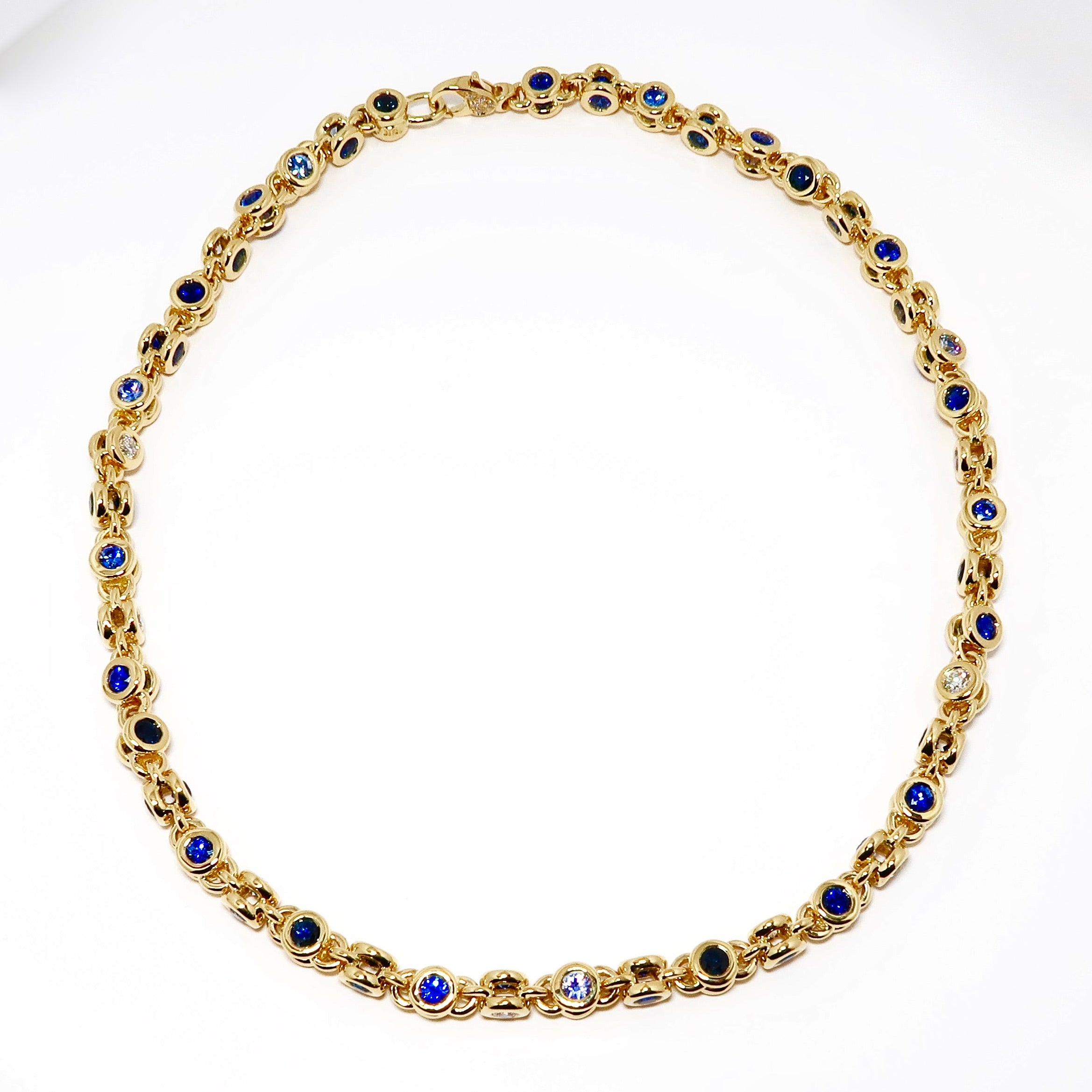 Diamond & Blue Sapphire Necklace
