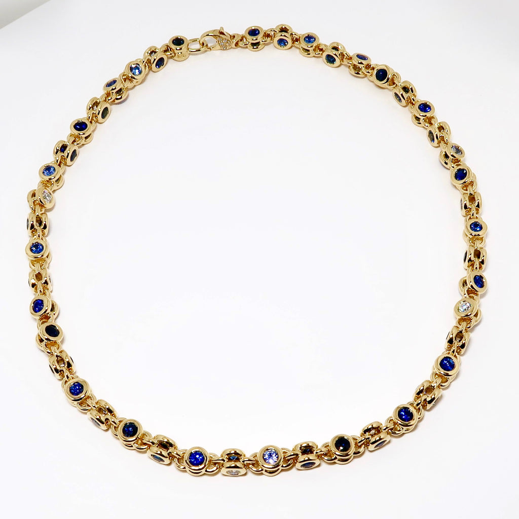 Diamond & Blue Sapphire Necklace