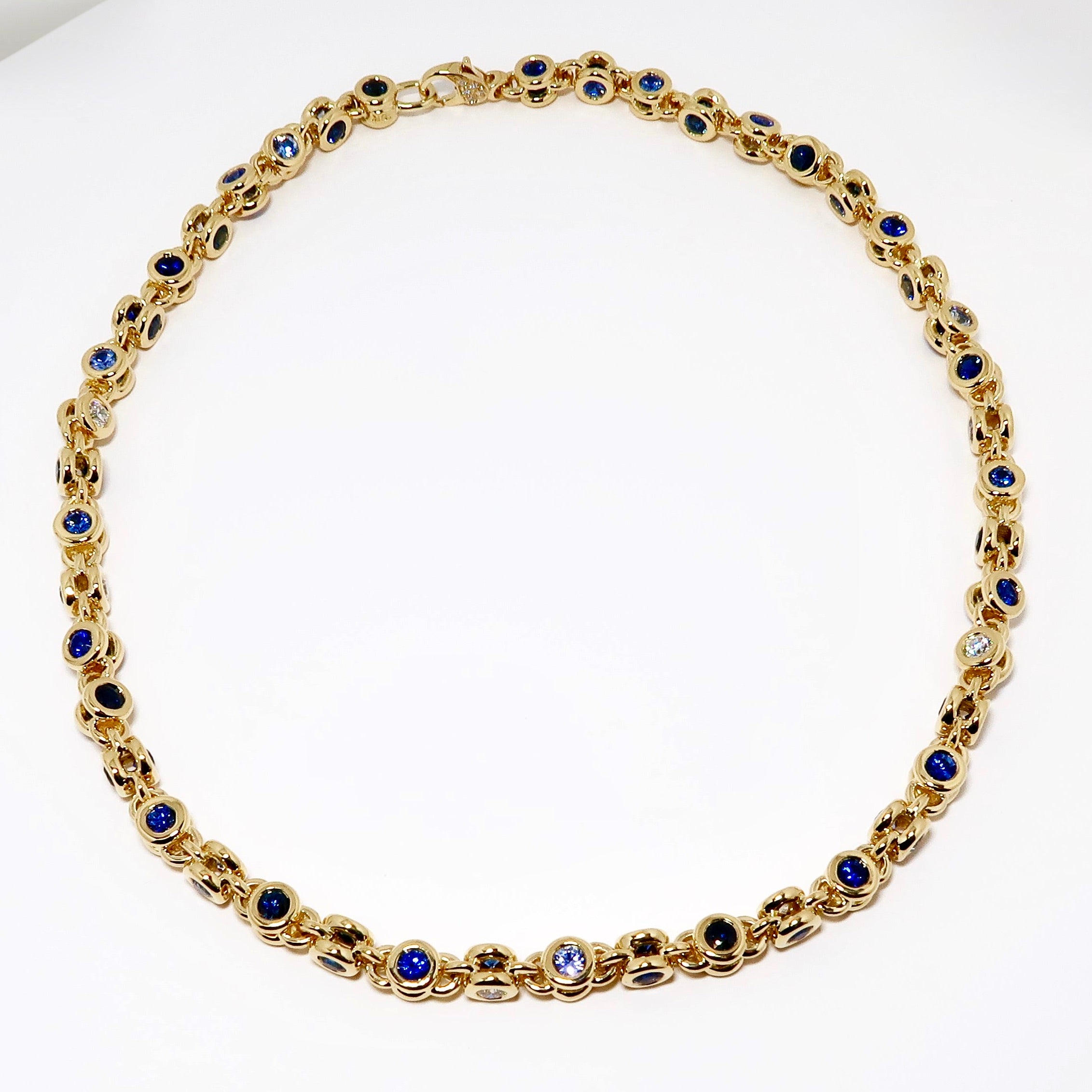 Diamond & Blue Sapphire Necklace
