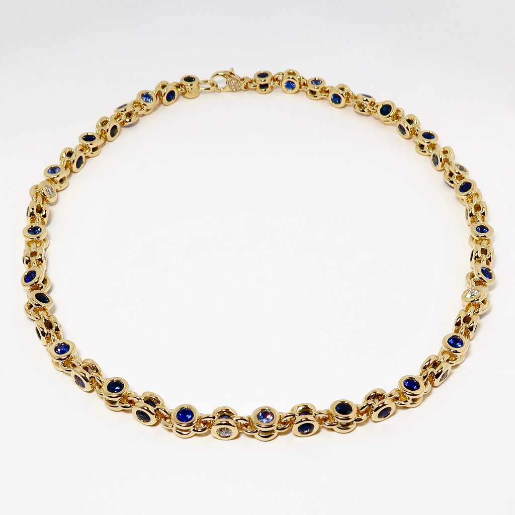 Diamond & Blue Sapphire Necklace