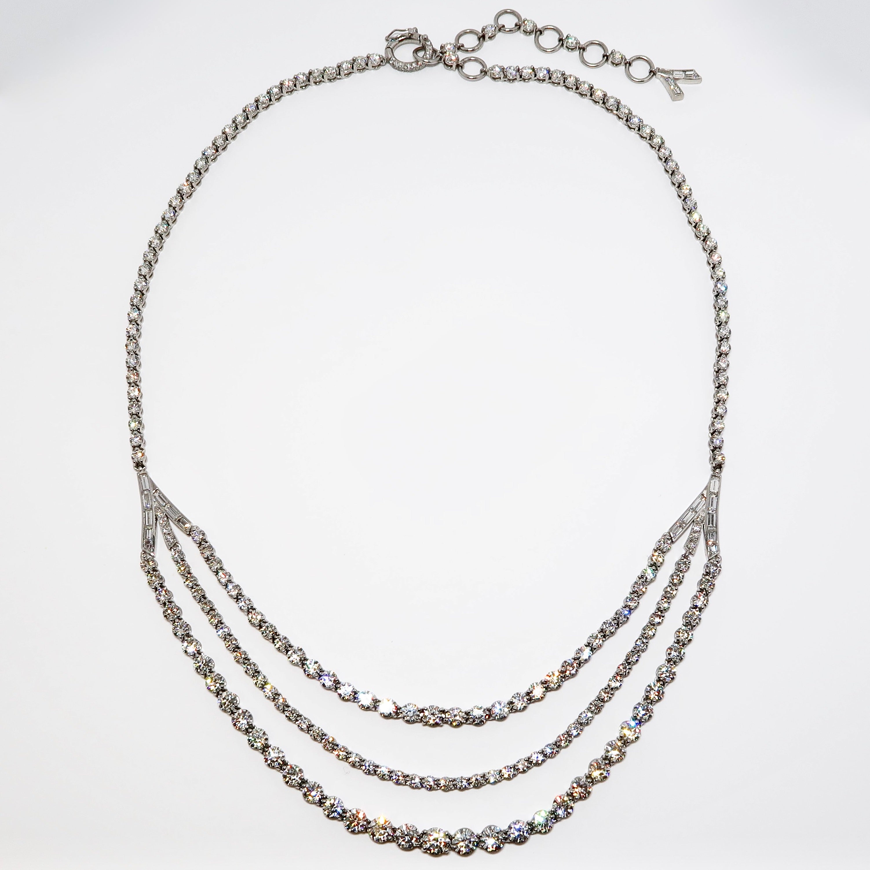 Three Row Cascade Diamond Riviera Necklace