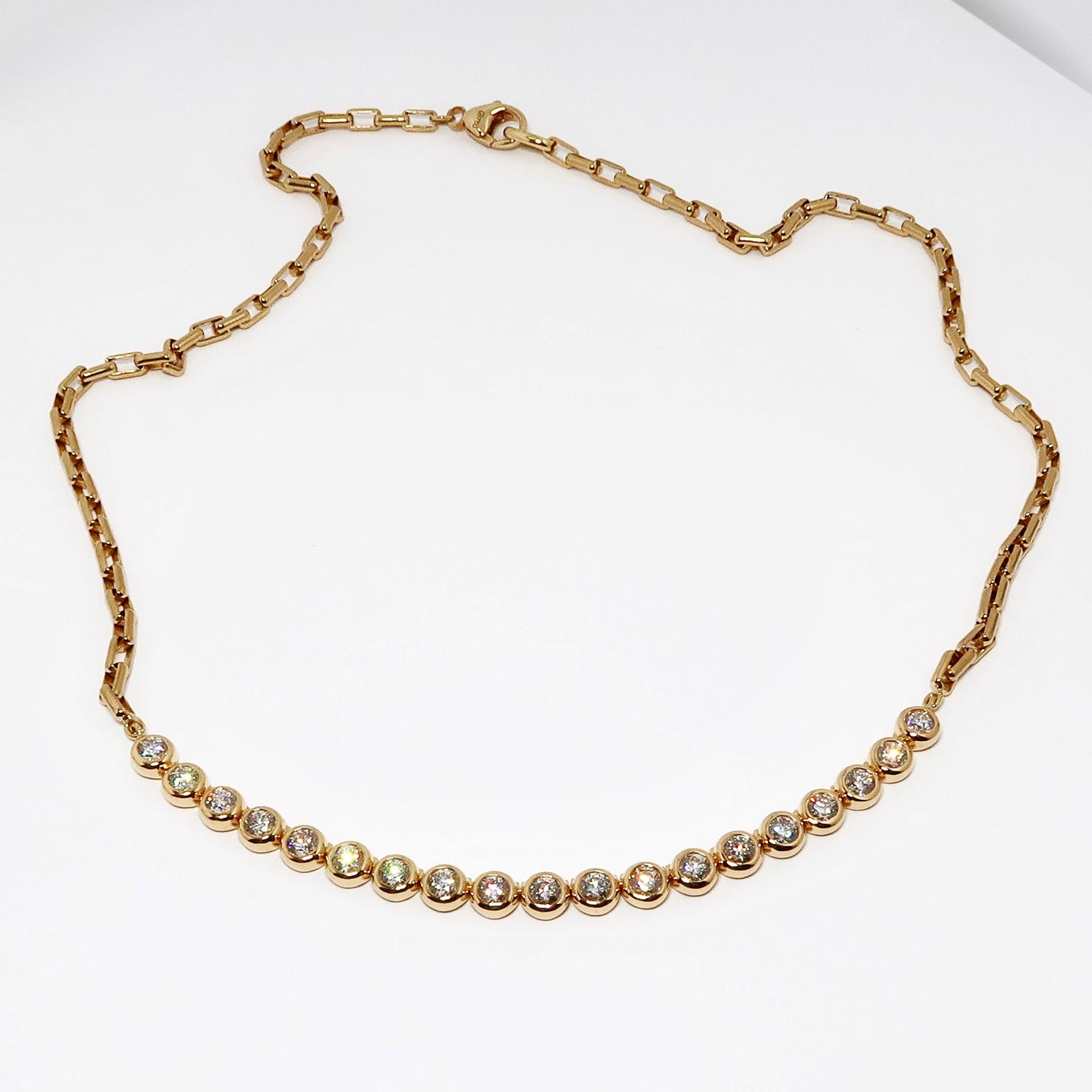 18k Yellow Gold & Diamond Bezel Set Moonlight Necklace