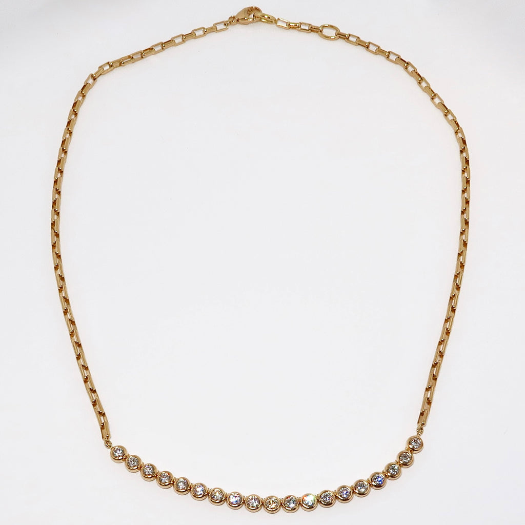 18k Yellow Gold & Diamond Bezel Set Moonlight Necklace