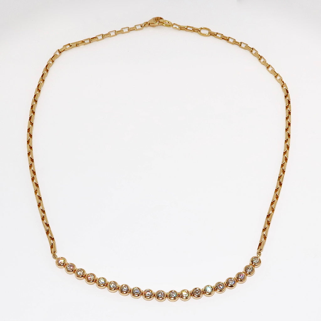 18k Yellow Gold & Diamond Bezel Set Moonlight Necklace