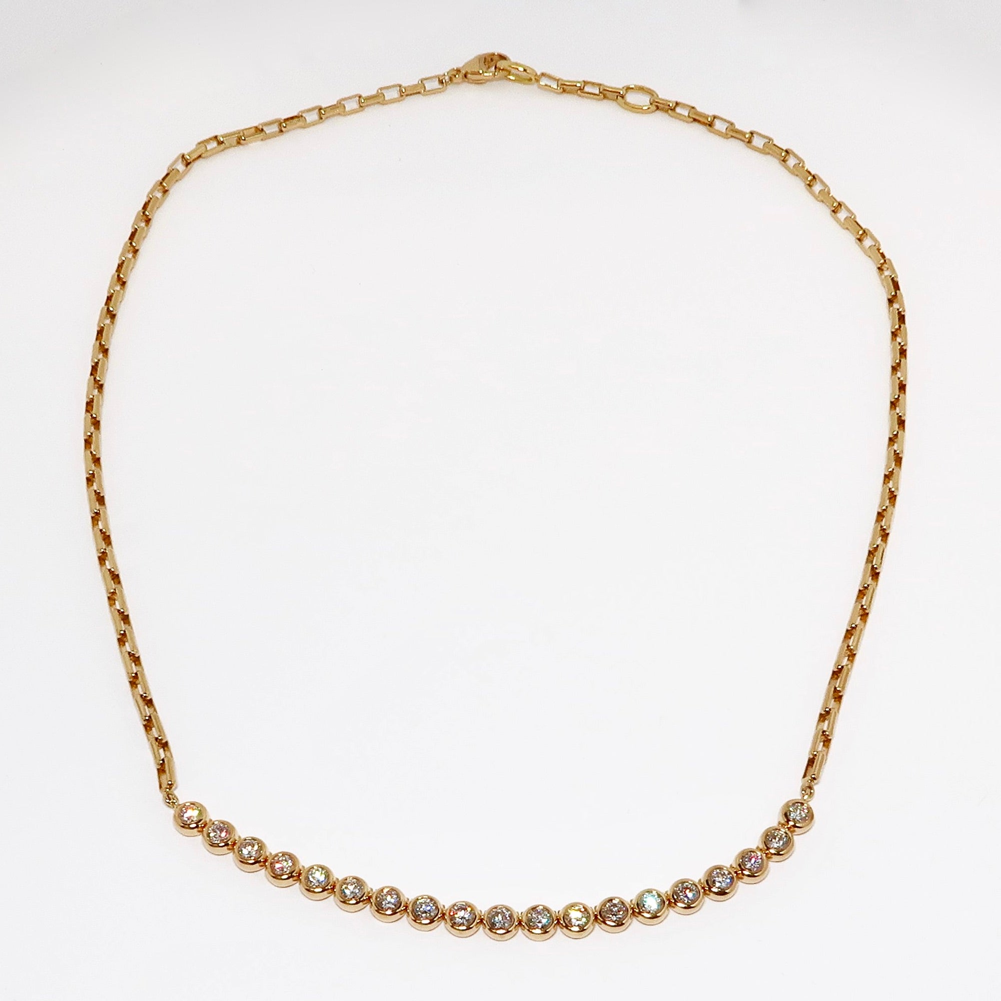 18k Yellow Gold & Diamond Bezel Set Moonlight Necklace