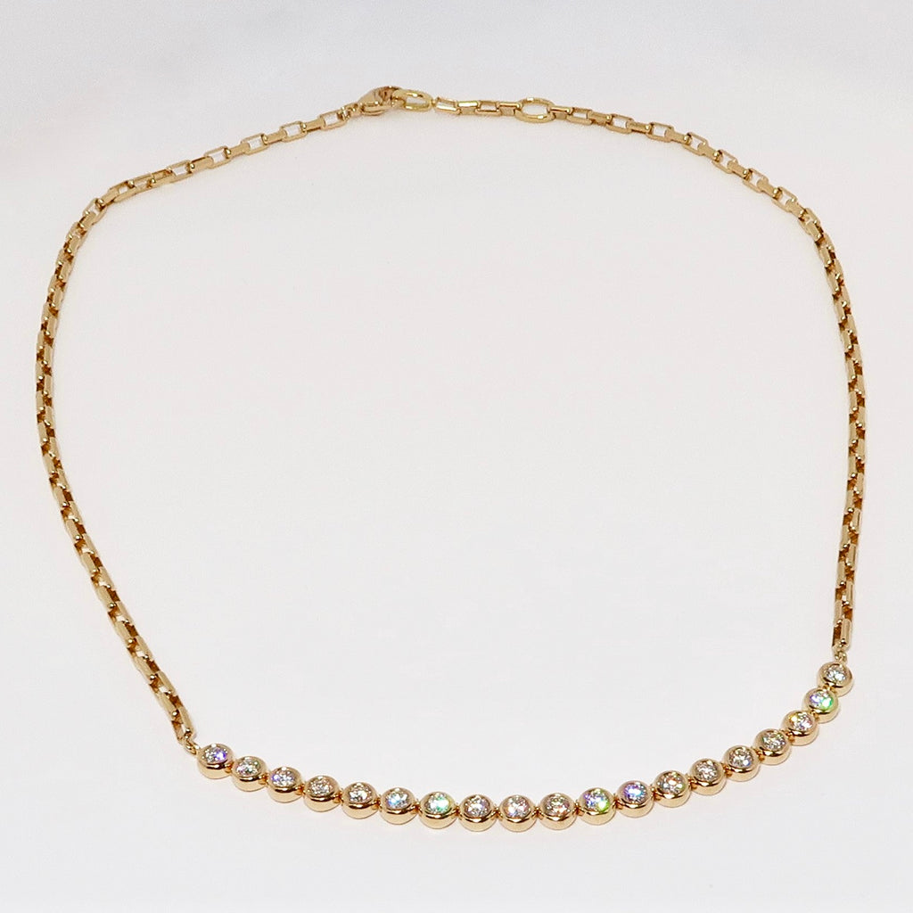 18k Yellow Gold & Diamond Bezel Set Moonlight Necklace