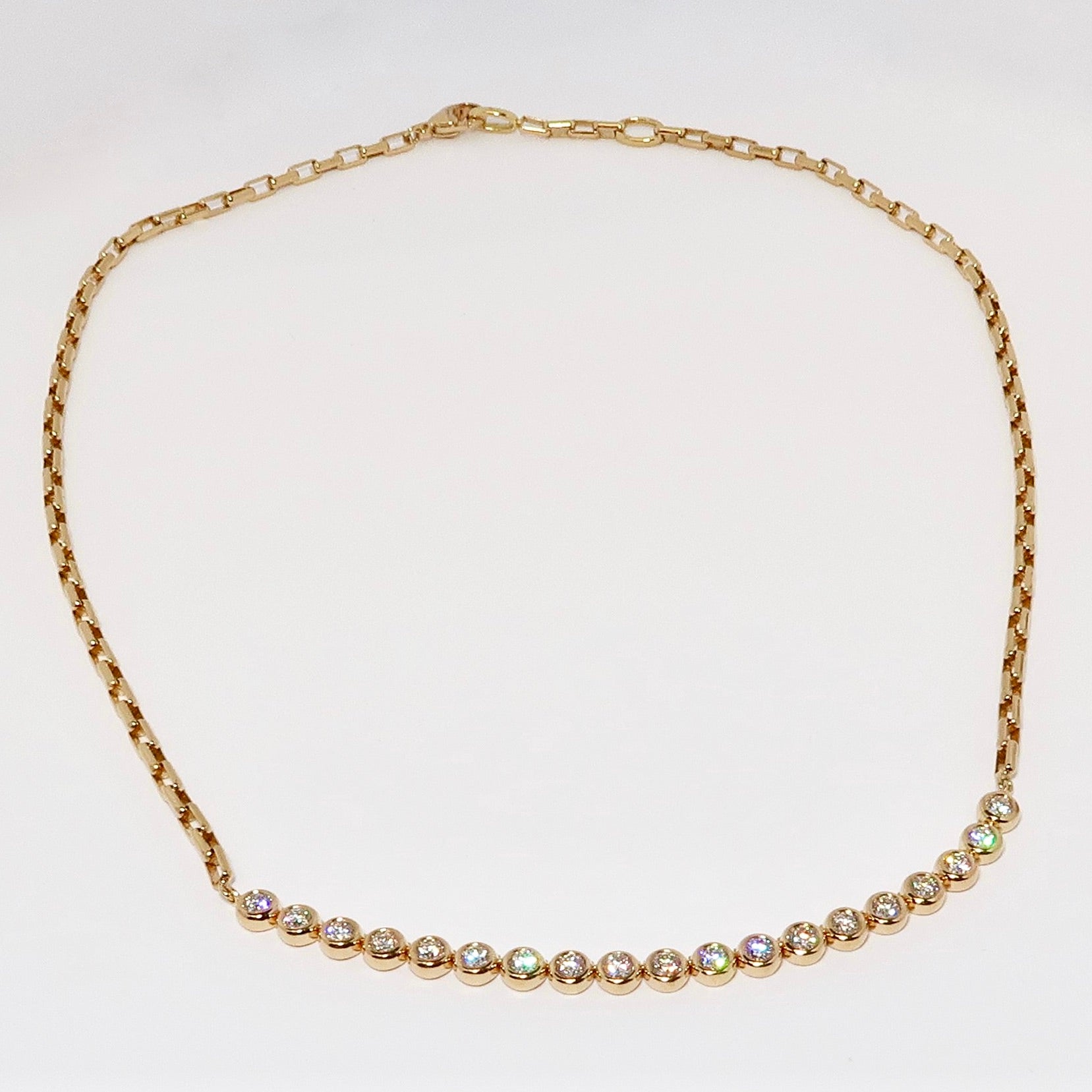18k Yellow Gold & Diamond Bezel Set Moonlight Necklace