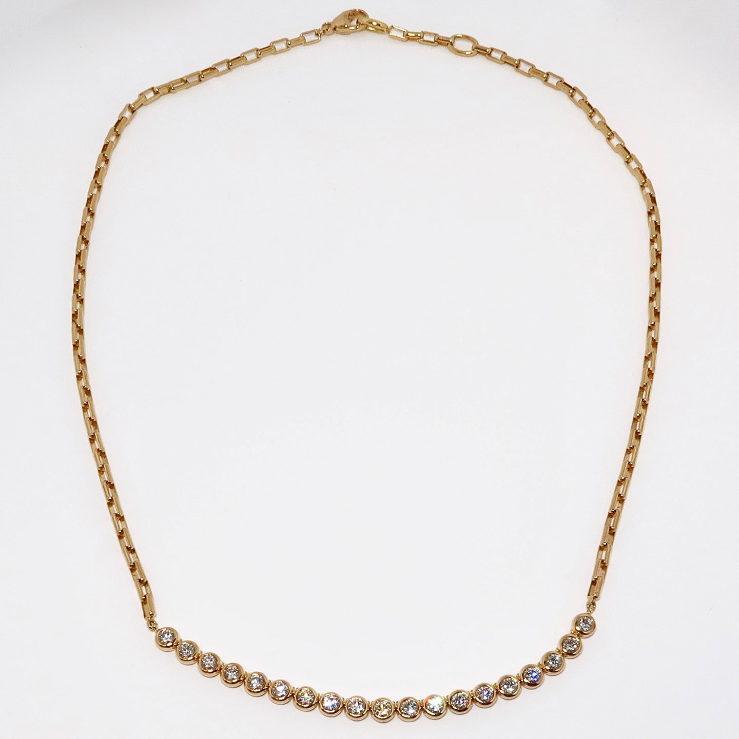 18k Yellow Gold & Diamond Bezel Set Moonlight Necklace