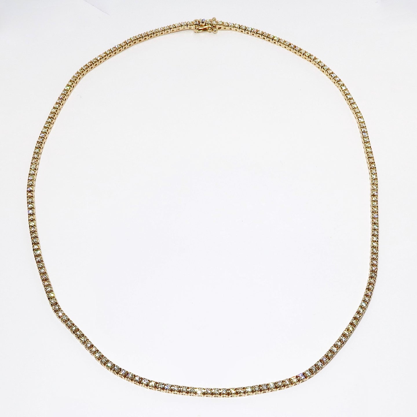 14k Yellow Gold Diamond Thin Line Diamond Necklace