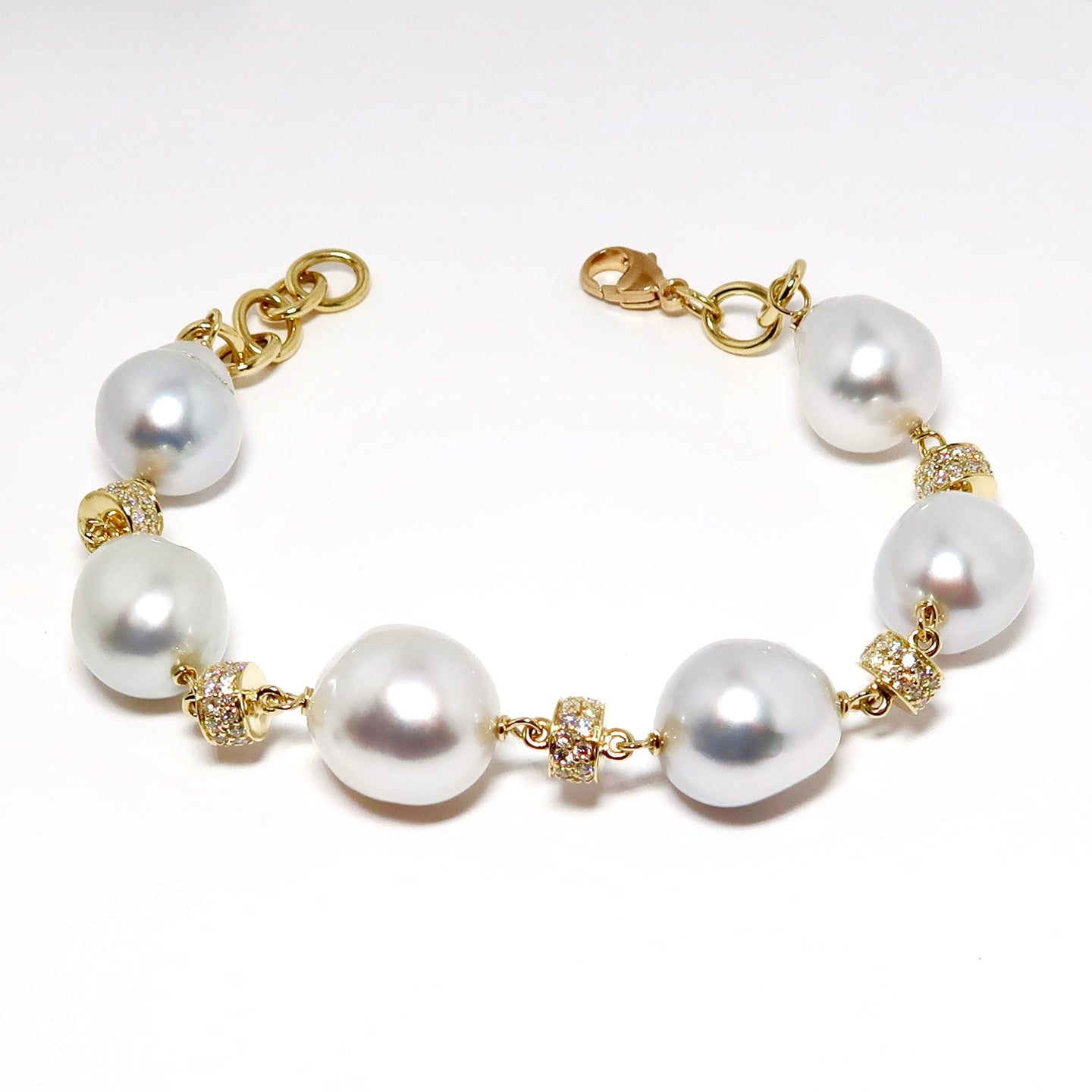 13 - 12.5mm South Seas Pearl Bracelet with Diamonds