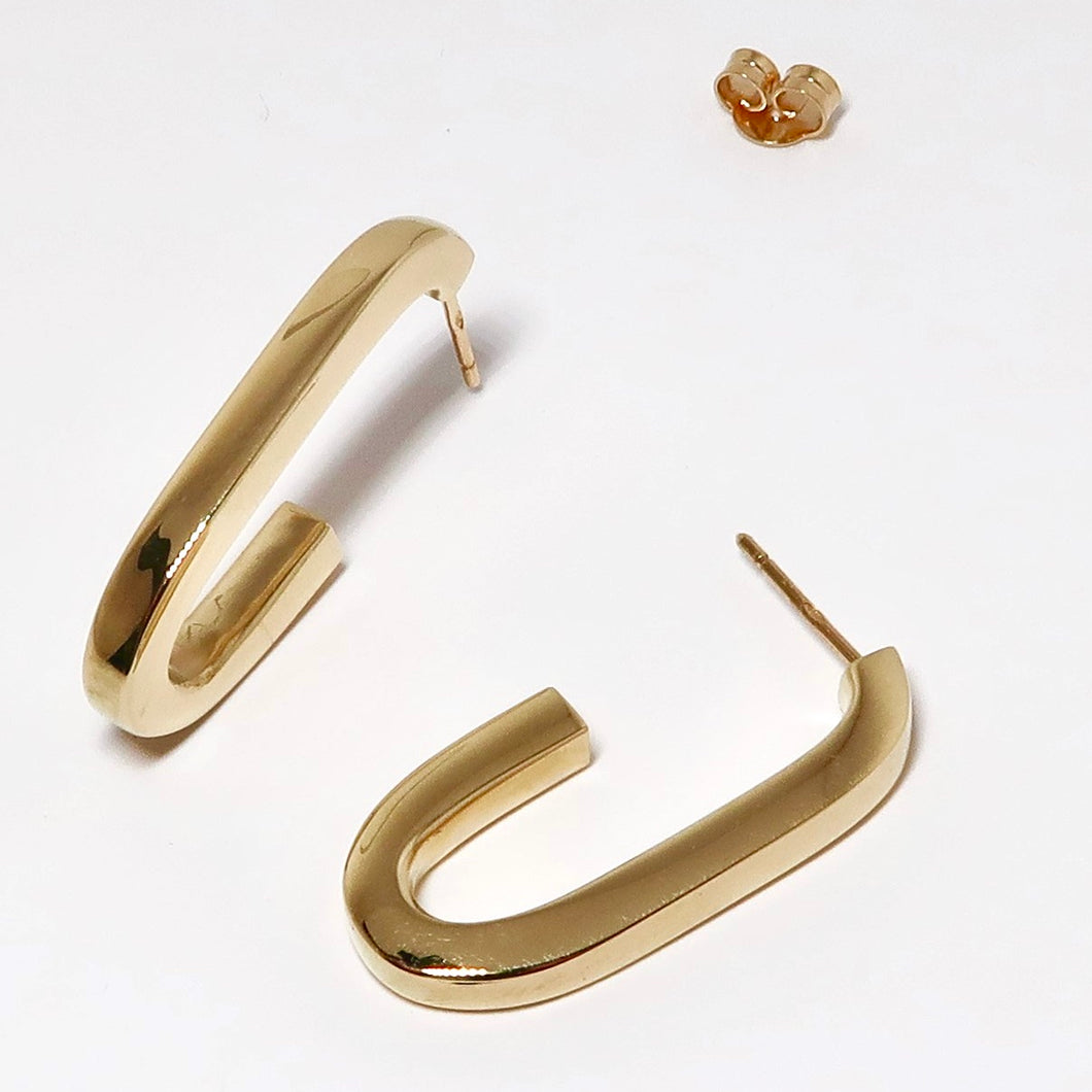14k Yellow Gold Paperclip Hoop Earrings