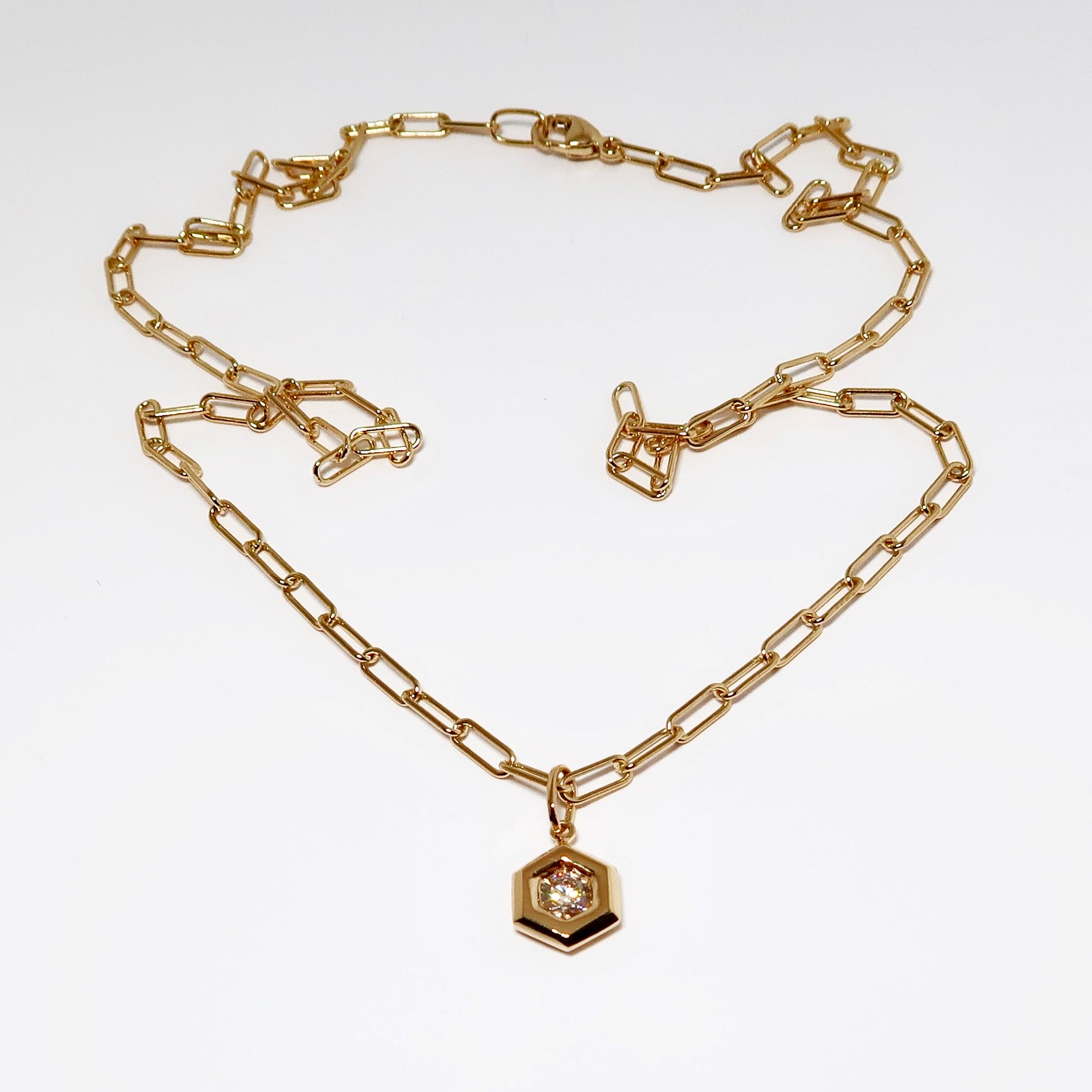 18k Yellow Gold B Hexagon Pendant