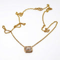 18k Yellow Gold Diamond Pendant Necklace, Cut Corner Rectangle Mosaic of Diamonds