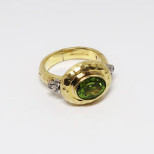 Load image into Gallery viewer, Faceted Peridot &amp; Diamond Ring
