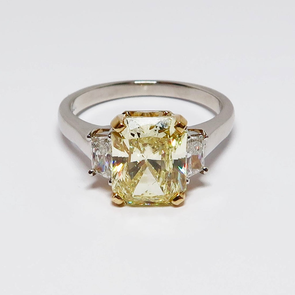 Radiant Cut Yellow Diamond 3-Stone Ring