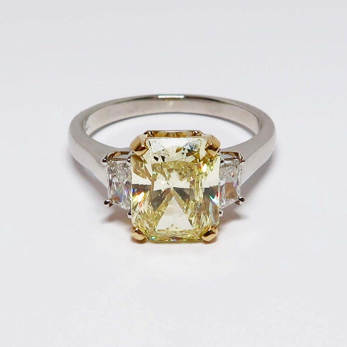Radiant Cut Yellow Diamond 3-Stone Ring