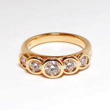 Load image into Gallery viewer, 18k Pink Gold Diamond 5 Stone Bezel Set Ring
