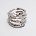 18k White Gold, 4 Row Olive Branch Coil Ring