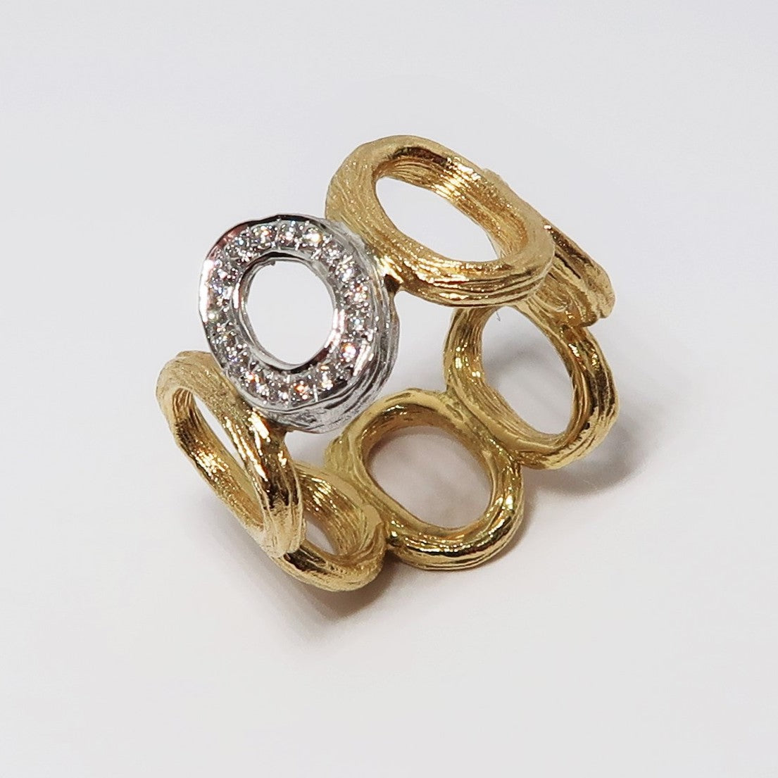 Gold Ovals Ring, 19k & 18k Yellow & White Gold