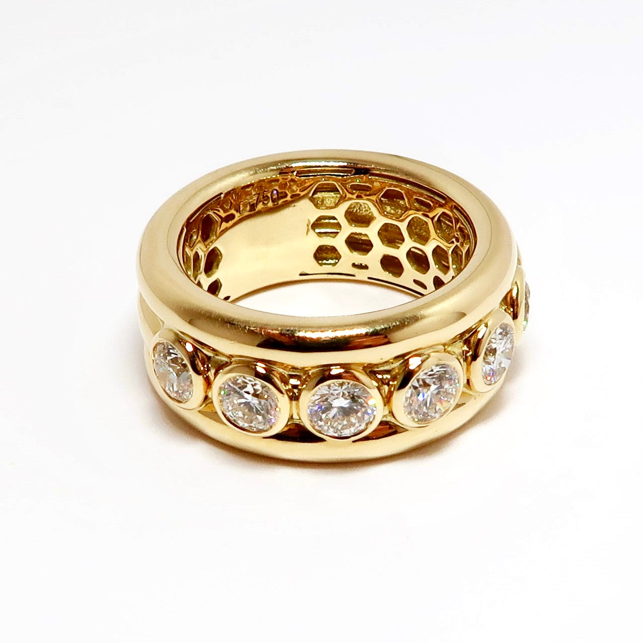 18k Yellow Gold & Diamond Wide Band Ring