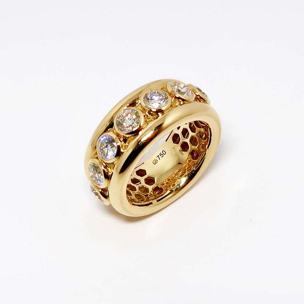 18k Yellow Gold & Diamond Wide Band Ring