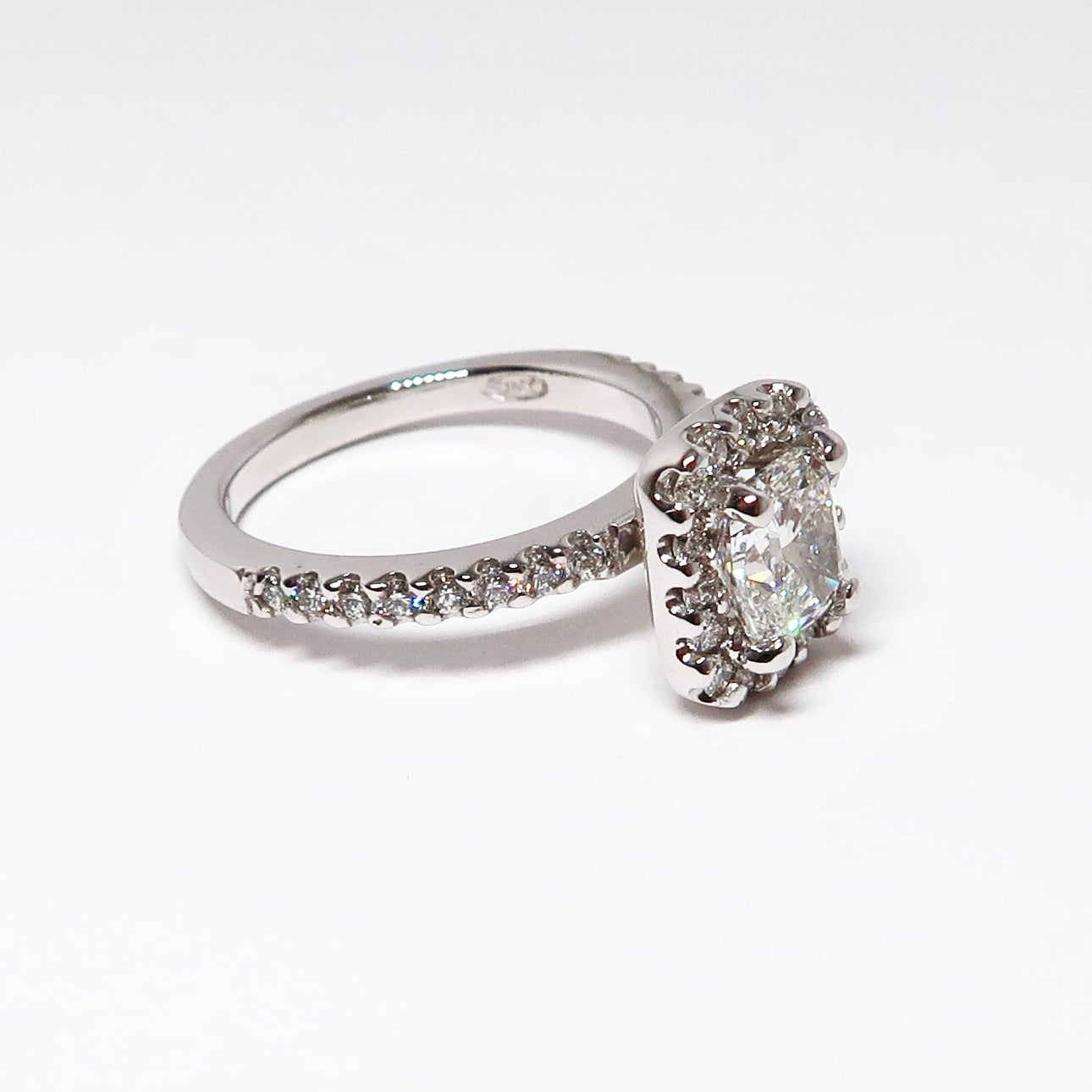 Cushion Cut Diamond Ring w/ Halo
