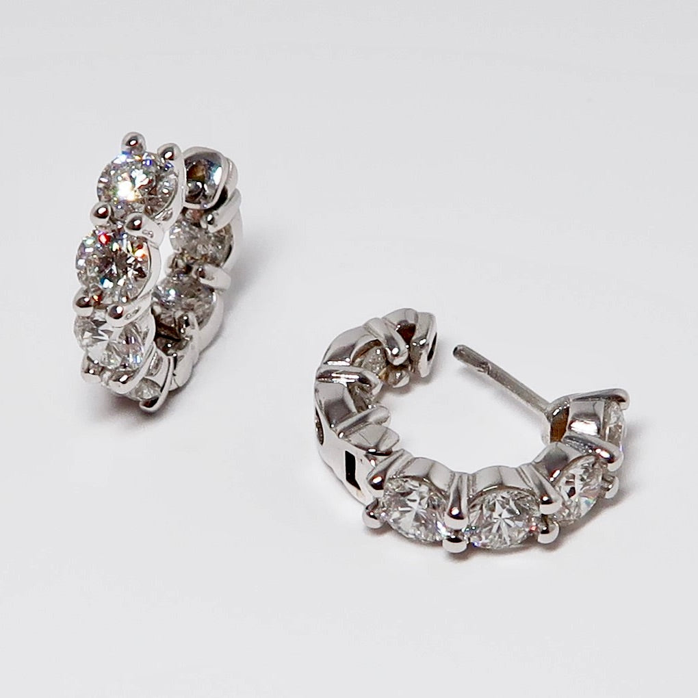 18k White Gold Diamond Hoop Earrings